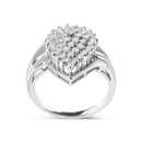 10K White Gold 1/2 Cttw Diamond Pear Shaped Cluster Ring (H-I Color, I1-I2 Clarity).