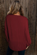 Madison Knit Jacquard Puffy Long Sleeve Top.