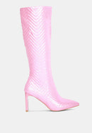 Prinkles Quilted Italian Block Heel Calf Boots.