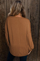 Madison Knit Jacquard Puffy Long Sleeve Top.