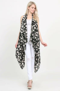 Semi Sheer Floral Vest Cardigan.