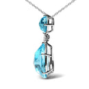 18K White Gold Diamond Accent and Round London Blue Topaz and Pear Cut Sky Blue Topaz Dangle Drop 18" Pendant Necklace (.