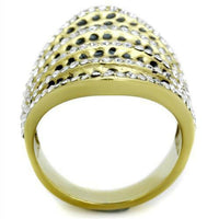 TK1887 IP Gold(Ion Plating) Stainless Steel Ring With Top Grade Crystal in Clear.