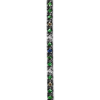 18K White Gold 3/8 Cttw Diamond With Blue Sapphire and Green Tsavorite Gemstone Multi-Colored Tennis Bracelet (Brown And.