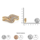 .925 Sterling Silver 1/3ct Cttw Multi-Diamond Bypass Vintage-Style Bridal Set Ring and Band (I-J Color, I3 Clarity).