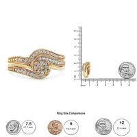 .925 Sterling Silver 1/3ct Cttw Multi-Diamond Bypass Vintage-Style Bridal Set Ring and Band (I-J Color, I3 Clarity).