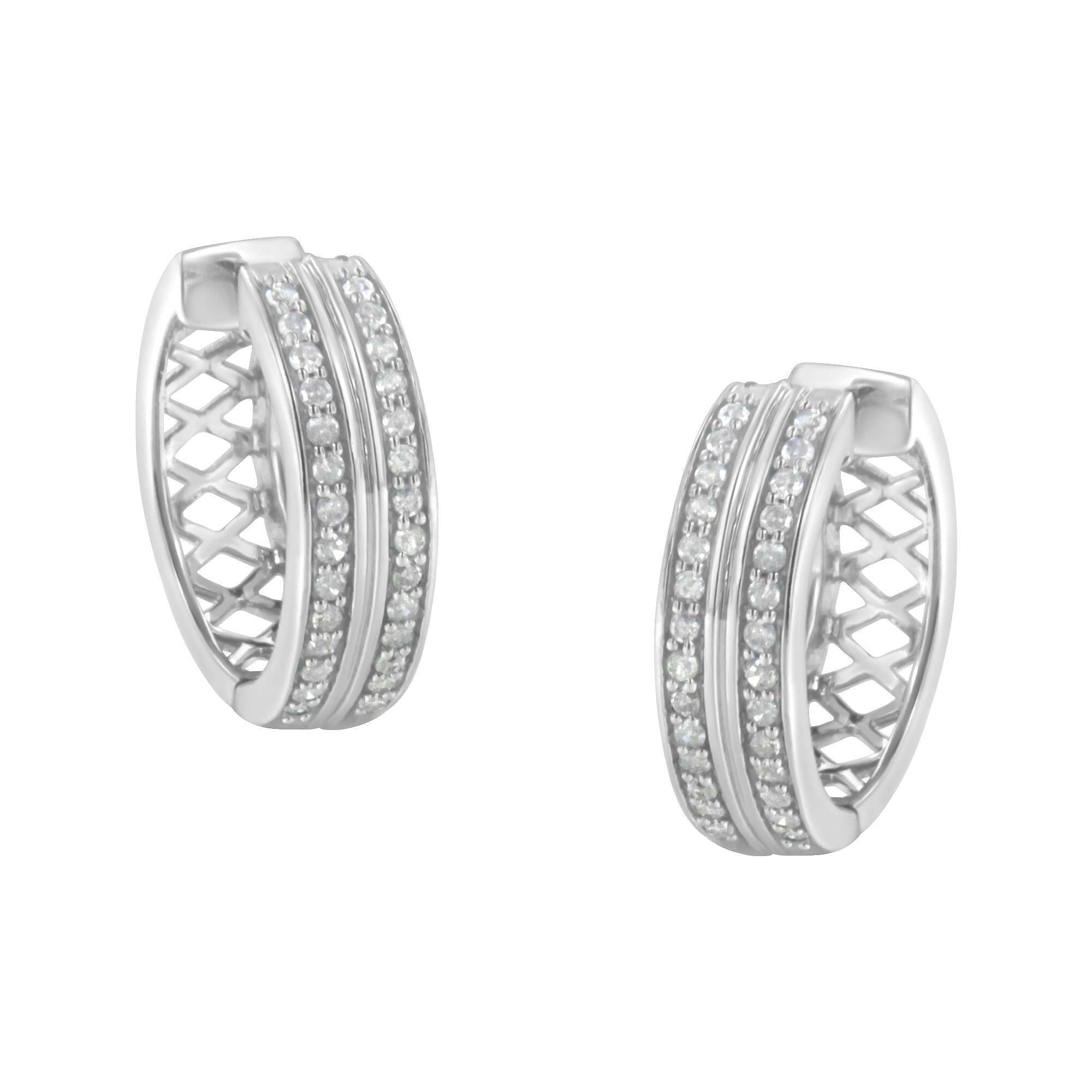 10K White Gold Diamond Hoop Earring (1/2 Cttw, I-J Color, I2-I3 Clarity)