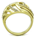 TK1627 IP Gold(Ion Plating) Stainless Steel Ring With AAA Grade CZ in Clear