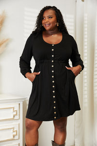 Double Take Scoop Neck Empire Waist Long Sleeve Magic Dress.