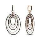 18K Rose Gold 5.00 Cttw Round Black and White Diamond Graduated Hoop Dangle Earrings (Black and F-G Color, VS1-VS2 Clari.