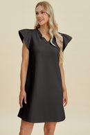 Double Take Full Size Ruffled V-Neck Cap Sleeve Dress.