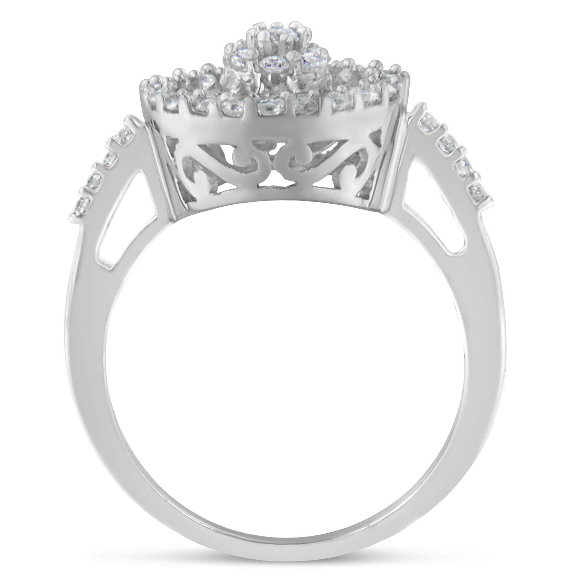 10KT White Gold Diamond Cocktail Ring (1 Cttw, H-I Color, SI2-I1 Clarity)