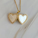 Shell Heart Locket Pendant Necklace.