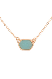 Druzy Hexagon  Necklaces With Stud Earrings