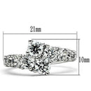 3W132 Rhodium Brass Ring With AAA Grade CZ in Clear