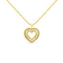 14K Yellow Gold Plated .925 Sterling Silver 1.0 Cttw Round and Baguette-Cut Diamond Composite Hearth 18" Pendant Necklac.