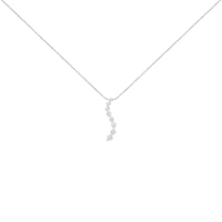 AGS Certified 14k White Gold 3.0 Cttw Baguette and Brilliant Round-Cut Diamond Journey 18" Pendant Necklace (F-G Color,.