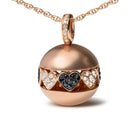 18K Rose Gold 3/8 Cttw Black and White Diamond Ball With Filigree Heart and Cluster Design 18" Pendant Necklace (Black A.