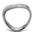 High Polished (No Plating) Stainless Steel Ring With Top Grade Crystal in Clear