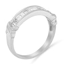 .925 Sterling Silver 1/2 Cttw Baguette Cut Diamond Channel Set X-Station Wedding Ring (H-I Color, I1-I2 Clarity).