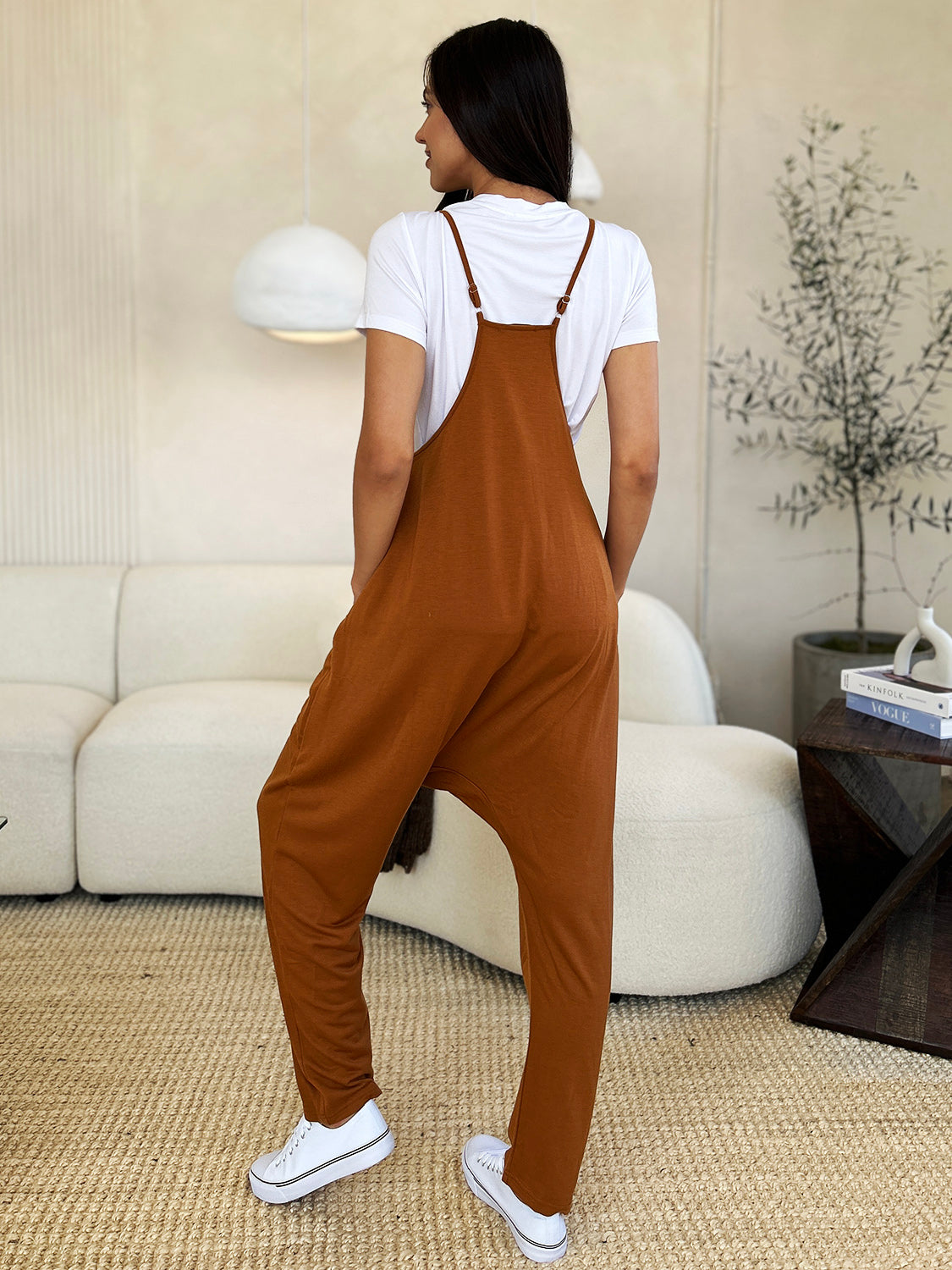 Double Take Full Size Sleeveless V-Neck Pocketed Jumpsuit.