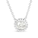 10K White Gold 1/2 Cttw Bezel Set Round Diamond Sunflower Finish 18" Pendant Necklace (I-J Color, I1-I2 Clarity).