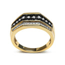 Men's 10K Yellow Gold 1 1/2 Cttw White and Black Treated Diamond Cluster Ring (Black / I-J Color, I2-I3 Clarity).