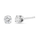 AGS Certified 14K White Gold 1.0 Cttw 4-Prong Set Brilliant Round-Cut Solitaire Diamond Push Back Stud Earrings (G-H Col