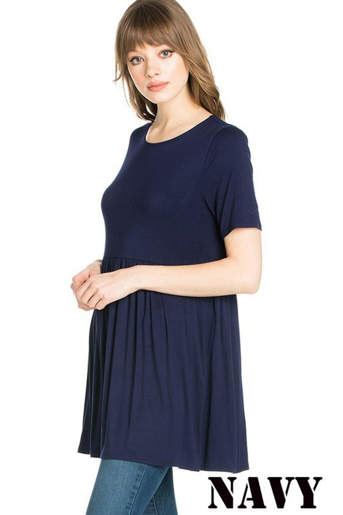 Short Sleeve Empire Waist Tunic.