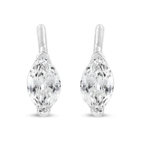 14K White Gold 1/2 Cttw 2 Prong Set Marquise Solitaire Lab Grown Diamond Stud Earrings (F-G Color, VS2-SI1 Clarity).