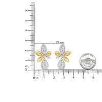 14K White and Yellow Gold 1.00 Cttw Round Pave-Set Diamond Teardrop and Marquise Shape Drop Dangle Earrings (H-I Color,.