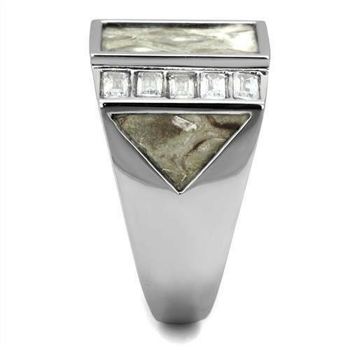 TK2784 No Plating Stainless Steel Ring With AAA Grade CZ in Clear.