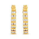 10K Gold Round and Baguette-Cut Diamond Hoop Earrings (I-J Color, I2-I3 Clarity).