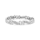 .925 Sterling Silver 1 3/4 Cttw Diamond Wave and X Link Tennis Bracelet (I-J Color, I3 Clarity) - 7".