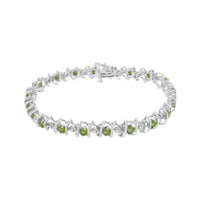 .925 Sterling Silver Lab-Grown Birthstone and 1/6 Cttw Round Diamond Tennis Bracelet (H-I Color, I1-I2 Clarity).