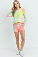 Tie Dye Top and Shorts Set With Self Tie.