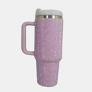 Rhinestone Stainless Steel Tumbler with Straw.