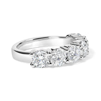 14K White Gold 3.0 Cttw Lab-Grown Diamond Shared Prong Set 6 Stone Band Ring (G-H Color, VS2-SI1 Clarity).