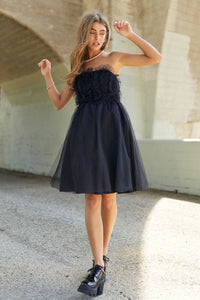 J.NNA Mesh Ruffle Tube Top Swing Dress.