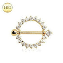 14Kt Yellow Gold Nipple Ring With Round CZ.