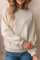 Amy Textured Raglan Sleeve Pullover Sweatshirt.