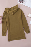 Drawstring Texture Long Sleeve Hoodie.