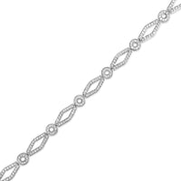 .925 Sterling Silver 1 1/2 Cttw Diamond Studded Alternating Circle and Kite-Shaped Vintage-Style Link Bracelet (I-J Colo.