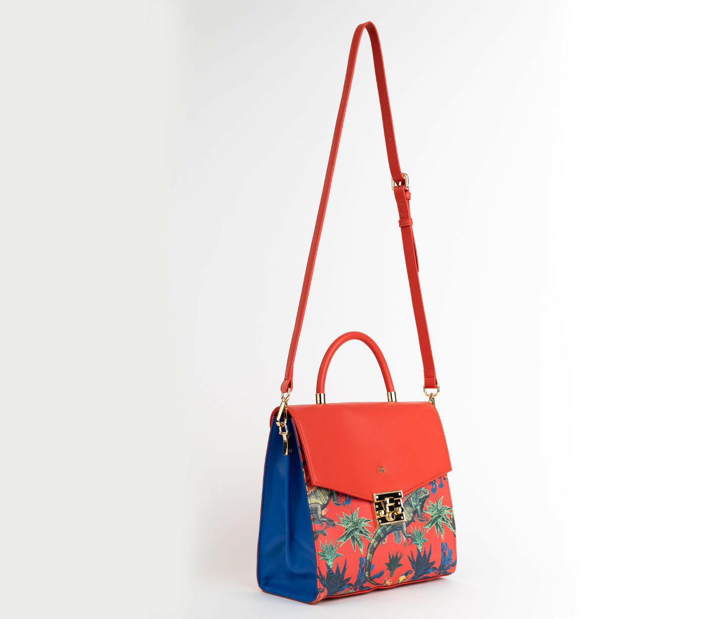 SIMONE - Red Print Vegan Leather Handbag.