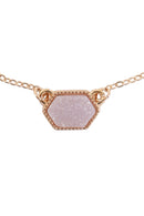 Druzy Hexagon  Necklaces With Stud Earrings