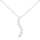 AGS Certified 14k White Gold 3.0 Cttw Baguette and Brilliant Round-Cut Diamond Journey 18" Pendant Necklace (F-G Color,.