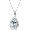 Pear Shaped Aquamarine Pendant Necklace 14k White Gold (0.60ct).