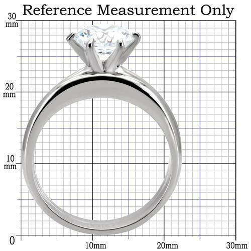 TK097 - High Polished (No Plating) Stainless Steel Ring With AAA Grade CZ  in Clear