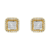 10KT Yellow Gold Diamond Stud Earrings (1/2 Cttw, H-I Color, SI2-I1 Clarity).