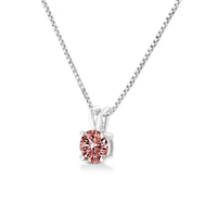 14K White Gold 1/2 Cttw Round Brilliant Cut Lab Grown Diamond 4 Prong Solitaire Pendant Necklace.